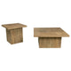 Darla 2Pc Square Coffee-End Table Set | Block Base | Mango Brown Wood