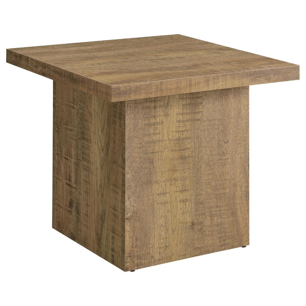 Darla 2Pc Square Coffee-End Table Set | Block Base | Mango Brown Wood