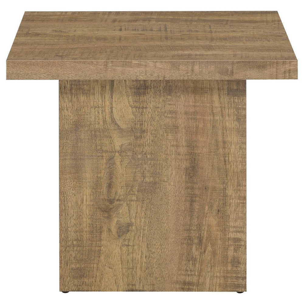 Darla 2Pc Square Coffee-End Table Set | Block Base | Mango Brown Wood