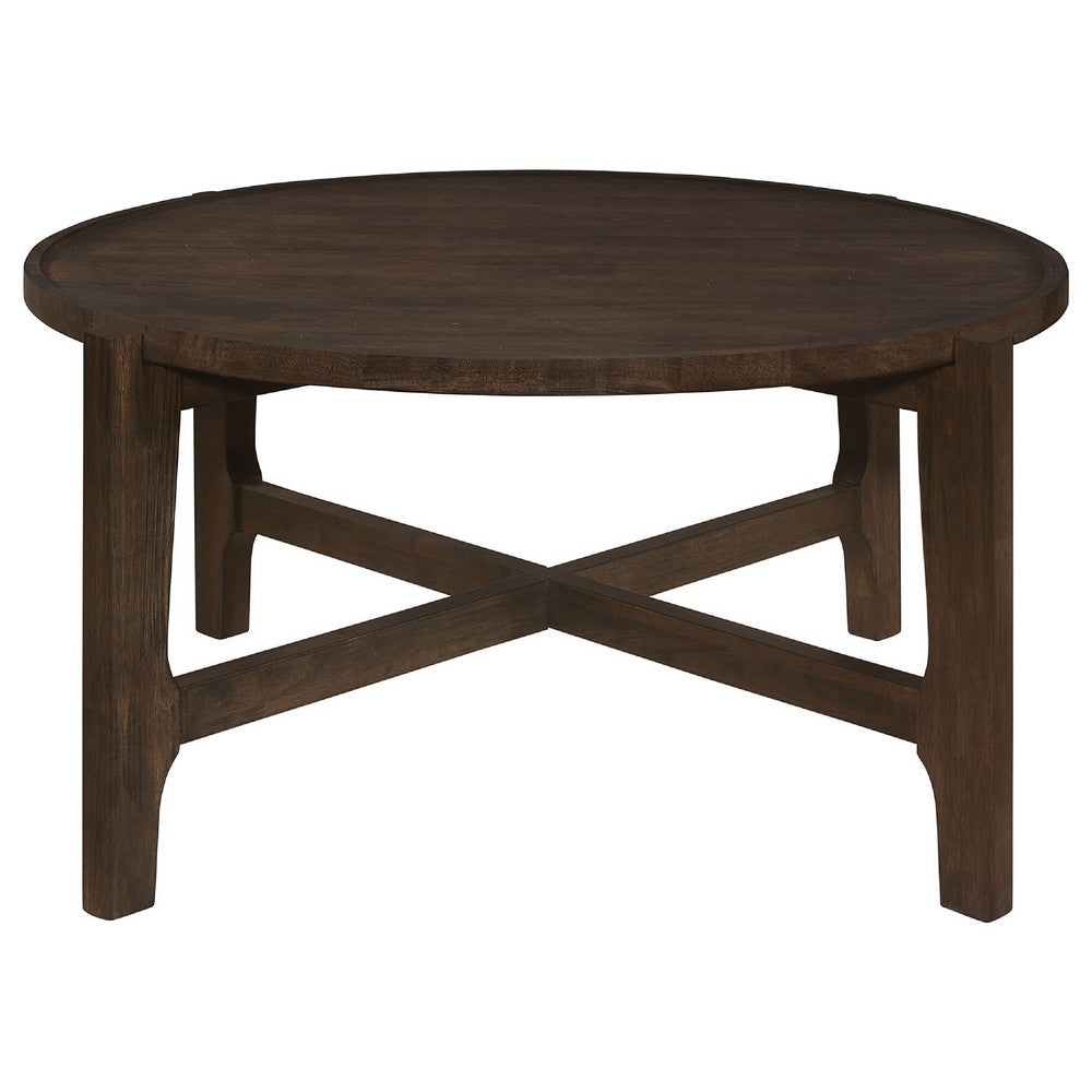 Katie 2Pc Coffee and End Table Set | X-cross Base | Brown Solid Wood