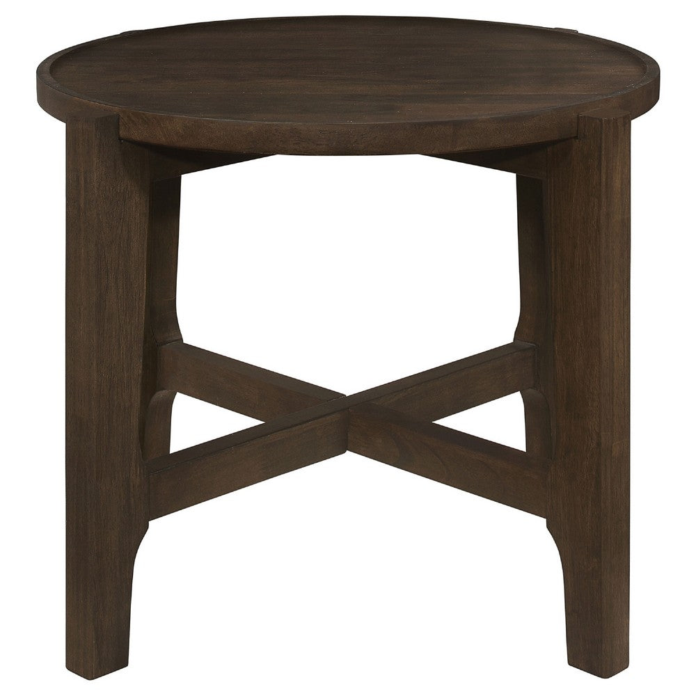 Katie 2Pc Coffee and End Table Set | X-cross Base | Brown Solid Wood