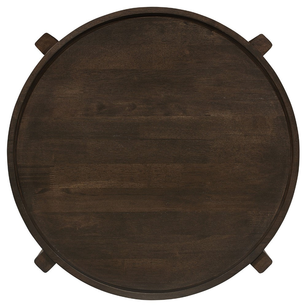 Katie 2Pc Coffee and End Table Set | X-cross Base | Brown Solid Wood