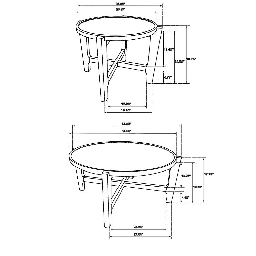 Katie 2Pc Coffee and End Table Set | X-cross Base | Brown Solid Wood