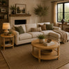 Camilia 2Pc Round Coffee-End Table Set | Lower Shelf | Maple Brown Wood