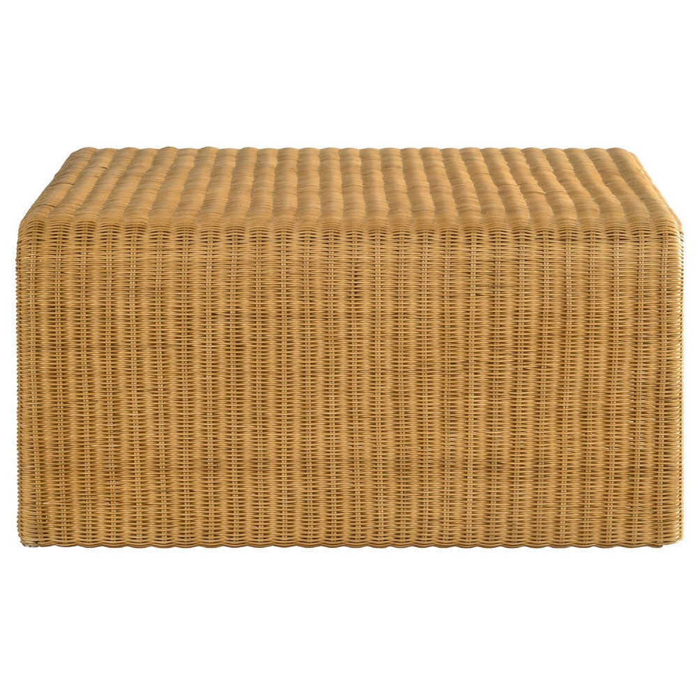 Gigi 2Pc Coffee and End Table Set | Woven Design | Natural Rattan-Metal