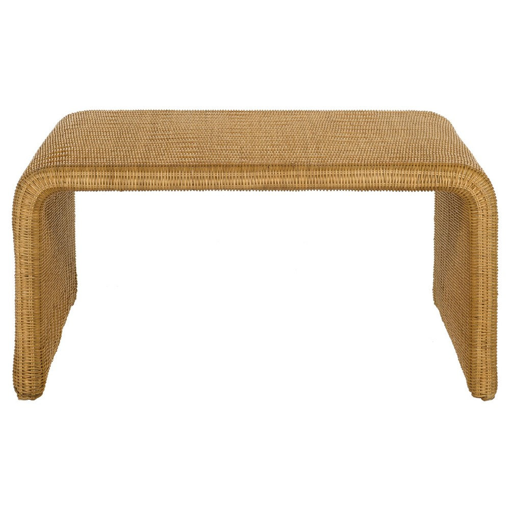 Gigi 2Pc Coffee and End Table Set | Woven Design | Natural Rattan-Metal