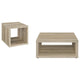Rizz 2Pc Square Coffee and End Table Set | Lower Shelf | Distressed Wood