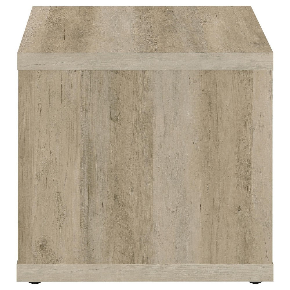 Rizz 2Pc Square Coffee and End Table Set | Lower Shelf | Distressed Wood