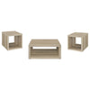 Rizz 3Pc Square Coffee and End Table Set w Shelf | Distressed Pine Wood