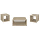 Rizz 3Pc Square Coffee and End Table Set w Shelf | Distressed Pine Wood