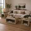 Rizz 3Pc Square Coffee and End Table Set w Shelf | Distressed Pine Wood