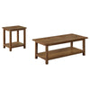 Ayne 2Pc Coffee and End Table Set | Lower Shelf | Distressed Brown Wood