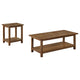 Ayne 2Pc Coffee and End Table Set | Lower Shelf | Distressed Brown Wood