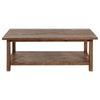 Ayne 2Pc Coffee and End Table Set | Lower Shelf | Distressed Brown Wood