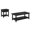Ayne 2Pc Coffee and End Table Set | Lower Shelf | Distressed Black Wood