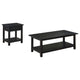 Ayne 2Pc Coffee and End Table Set | Lower Shelf | Distressed Black Wood