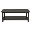 Ayne 2Pc Coffee and End Table Set | Lower Shelf | Distressed Black Wood