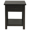Ayne 2Pc Coffee and End Table Set | Lower Shelf | Distressed Black Wood