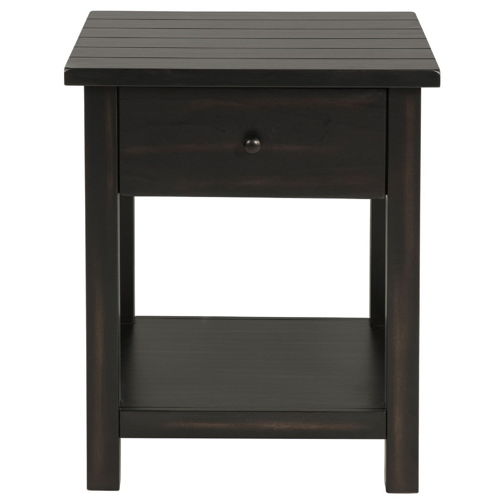 Ayne 2Pc Coffee and End Table Set | Lower Shelf | Distressed Black Wood