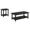 Ayne 2Pc Coffee and End Table Set with Shelf | Distressed Black Wood