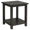 Ayne 2Pc Coffee and End Table Set with Shelf | Distressed Black Wood