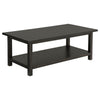 Ayne 2Pc Coffee and End Table Set with Shelf | Distressed Black Wood