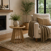 Trey Round End Side Table | Spindle Pedestal Base | Natural Mango Wood 22"