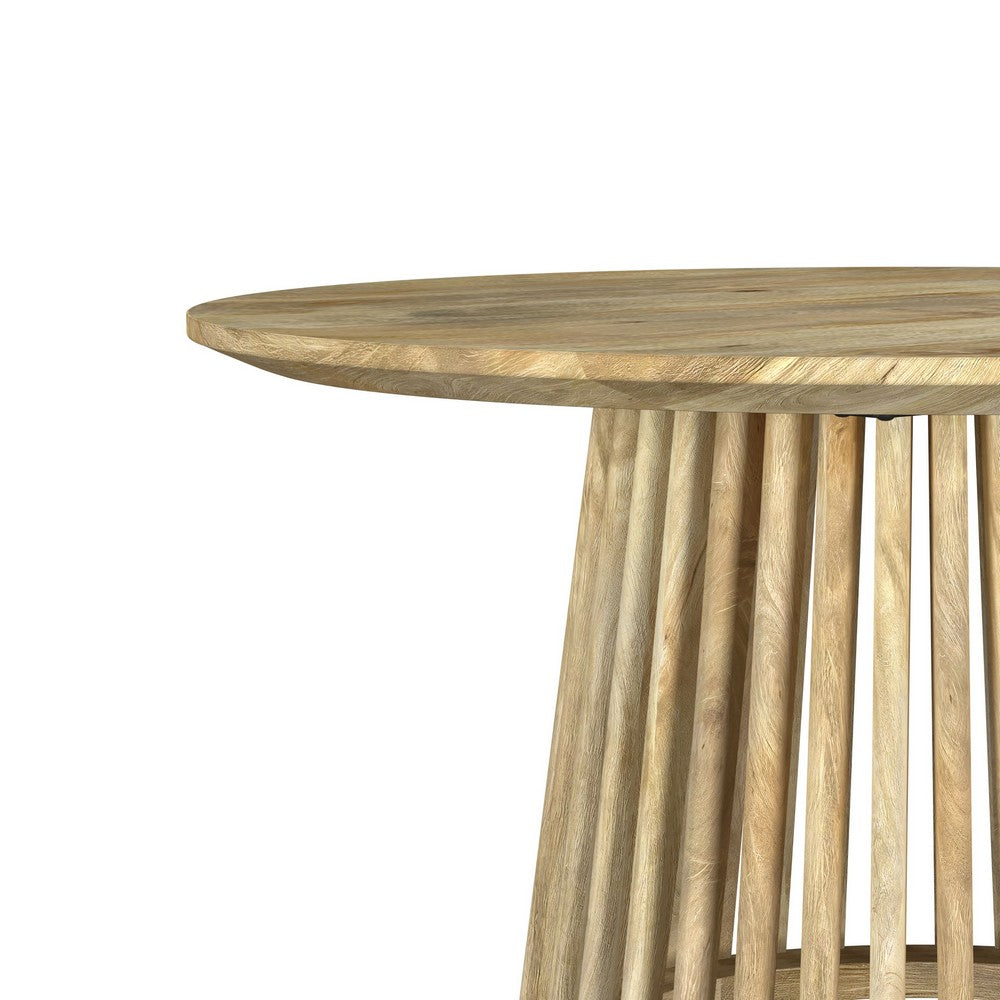 Trey Cocktail Coffee Table | Spindle Pedestal Base | Natural Mango Wood 30"