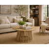Trey Cocktail Coffee Table | Spindle Pedestal Base | Natural Mango Wood 30"