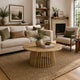 Trey Cocktail Coffee Table | Spindle Pedestal Base | Natural Mango Wood 30"
