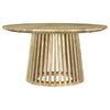 Trey 2Pc Round Coffee and End Table Set | Slatted Base | Mango Wood