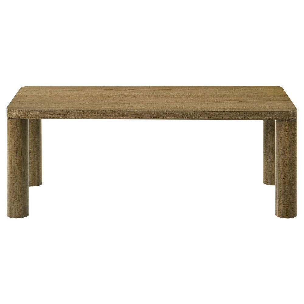 Givy 2Pc Cocktail Coffee and End Table Set | Brown Oak Finish Wood 47"