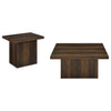 Darla 2Pc Square Coffee and End Table Set | Block Bases | Dark Pine Wood