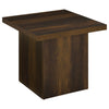 Darla 2Pc Square Coffee and End Table Set | Block Bases | Dark Pine Wood