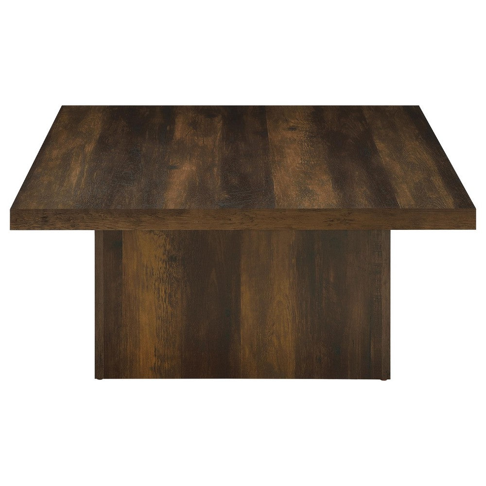 Darla 2Pc Square Coffee and End Table Set | Block Bases | Dark Pine Wood