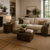 Darla 2Pc Square Coffee and End Table Set | Block Bases | Dark Pine Wood