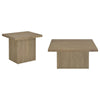 Darla 2Pc Square Coffee & End Table Set | Block Base | Latte Brown Wood