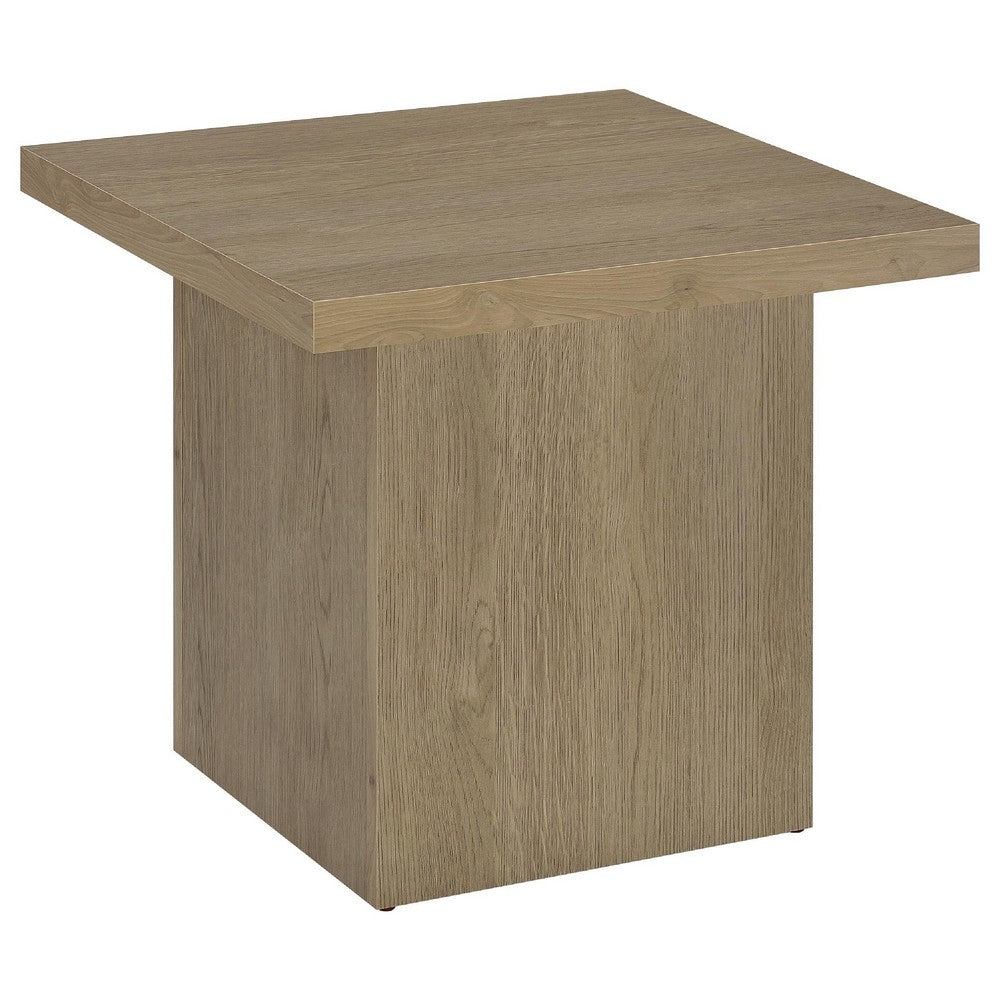Darla 2Pc Square Coffee & End Table Set | Block Base | Latte Brown Wood