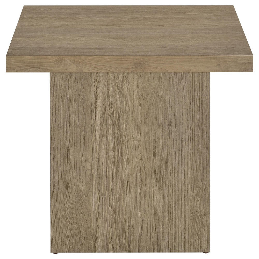 Darla 2Pc Square Coffee & End Table Set | Block Base | Latte Brown Wood