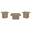 Darla 3Pc Square Coffee-End Tables Set | Block Base | Latte Brown Wood