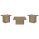 Darla 3Pc Square Coffee-End Tables Set | Block Base | Latte Brown Wood