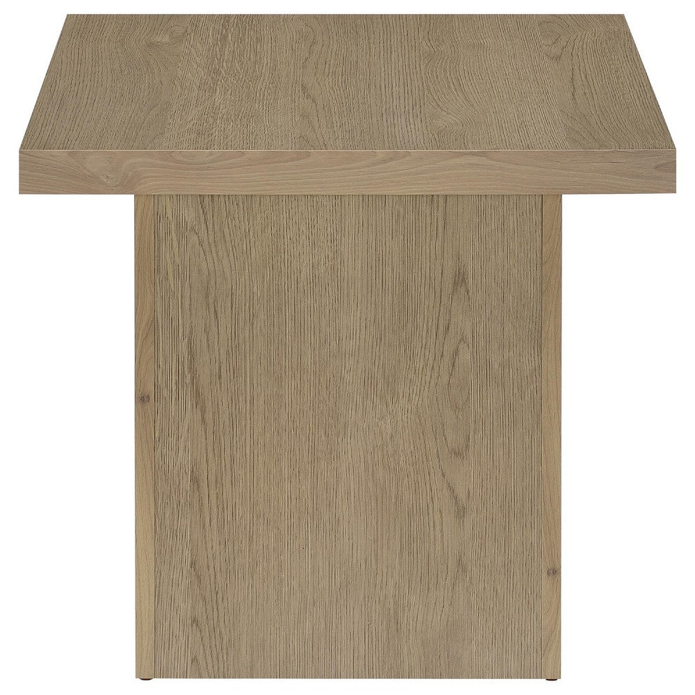 Darla 3Pc Square Coffee-End Tables Set | Block Base | Latte Brown Wood