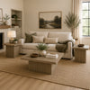 Darla 3Pc Square Coffee-End Tables Set | Block Base | Latte Brown Wood