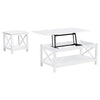 Yuzie Lift-Top Coffee and End Table Set | Hidden Storage | White Wood