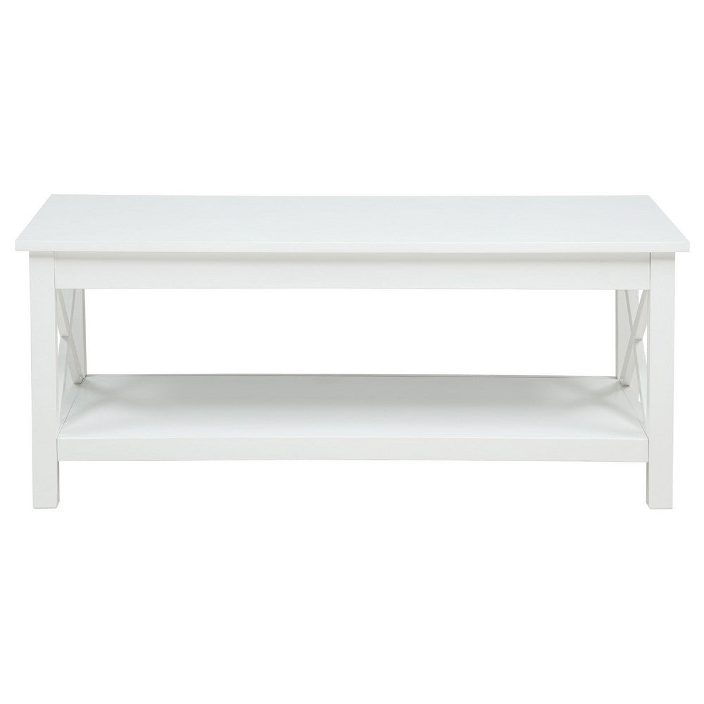Yuzie Lift-Top Coffee and End Table Set | Hidden Storage | White Wood
