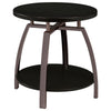 Dyn 2Pc Round Coffee and End Table Set | Curved Metal Base | Black Wood