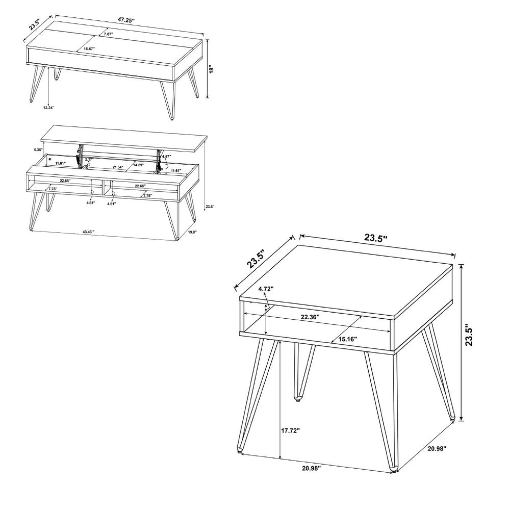 Che 2Pc Lift-Top Coffee Table and End Table Set | Golden Oak Wood
