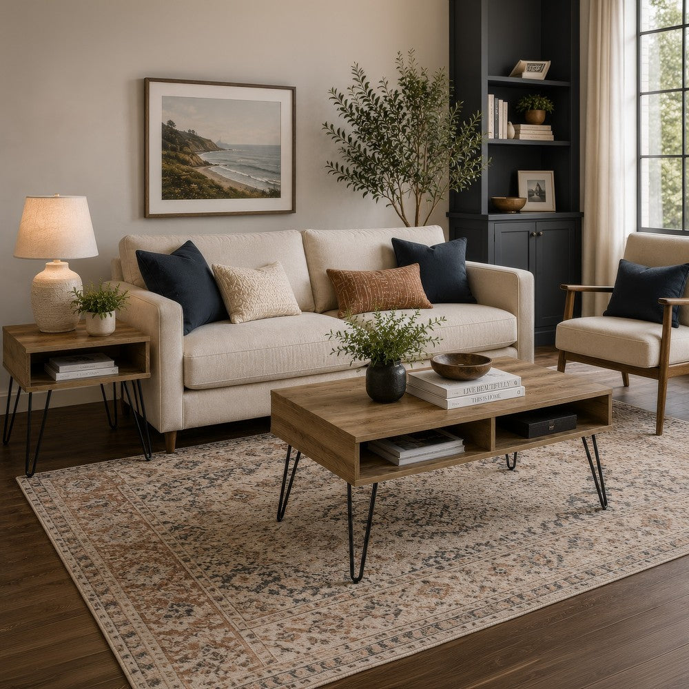 Che 2Pc Lift-Top Coffee Table and End Table Set | Golden Oak Wood