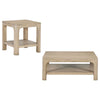 Pira 2Pc Square Coffee and End Table Set with Lower Shelf | Brown Wood