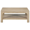 Pira 2Pc Square Coffee and End Table Set with Lower Shelf | Brown Wood